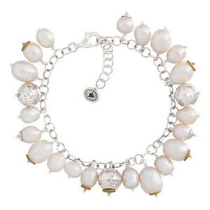 NWOT Silpada Flirt Alert Fresh Water Pearl Sterling Silver Charm Bracelet